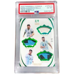 2022 Fansmall Trios Green #TP-MAD Lionel Messi / Sergio Aguero / Dybala /5 PSA 6